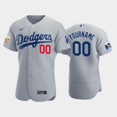 Los Angeles Dodgers Custom Men's Nike Jackie Robinson 75th Anniversary Authentic MLB Jersey Gray